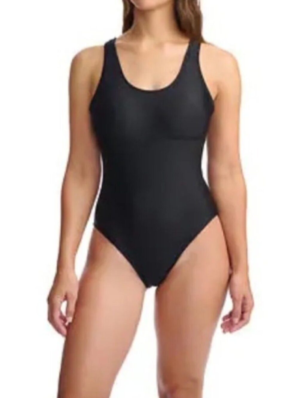 Lolë NWT Classic Black One-Piece Swimsuit Scoop Neck Active Swim Wear Size 10